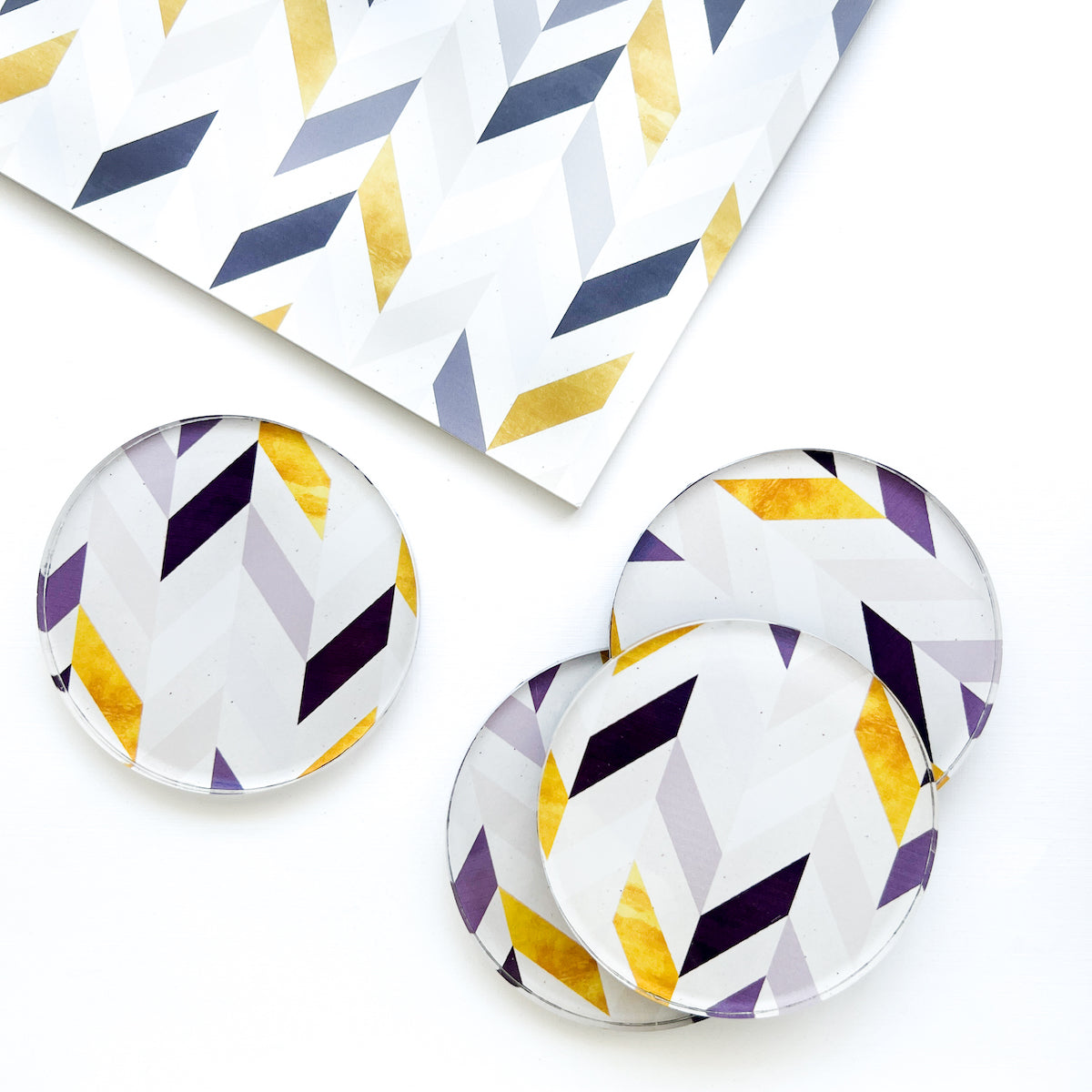 Geometry Gold Acrylic Coasters