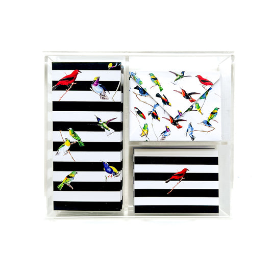 Acrylic Exotic Birds Stationery Box