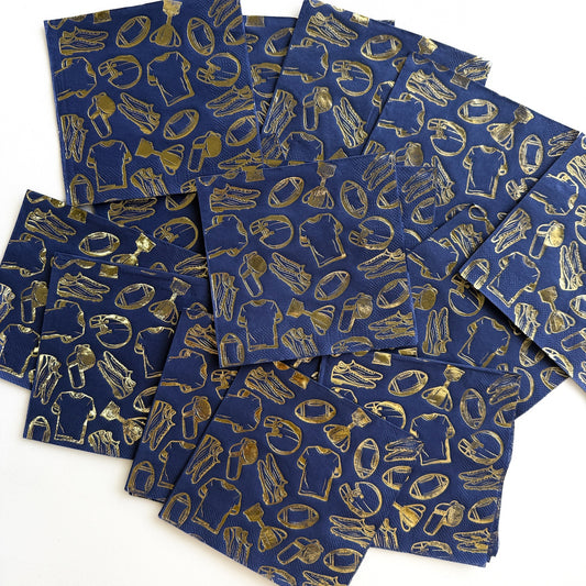 Football party blue napkin
