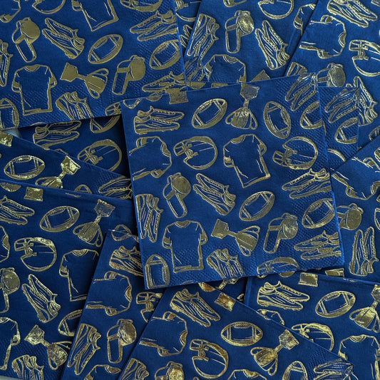Football party blue napkin