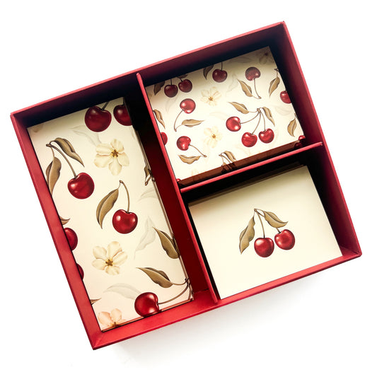 Cherry Stationery Box (Beige)