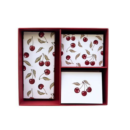 Cherry Stationery Box (White)