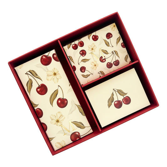 Personalized Cherry Stationery Box (Beige)