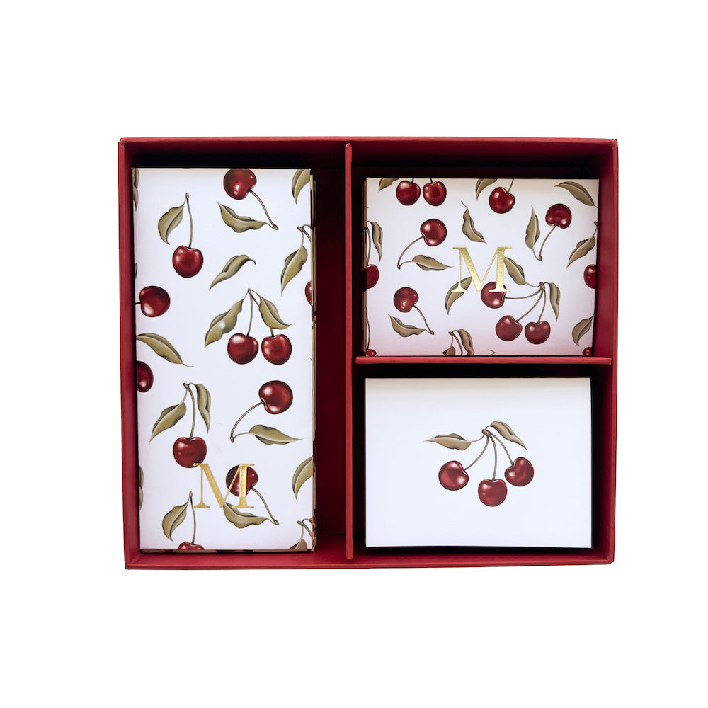 Personalized Cherry Stationery Box (White) – Micheline