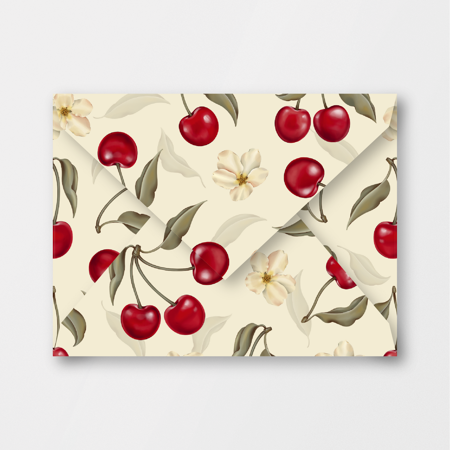 Name Personalized Cherry Stationery Box (Beige)