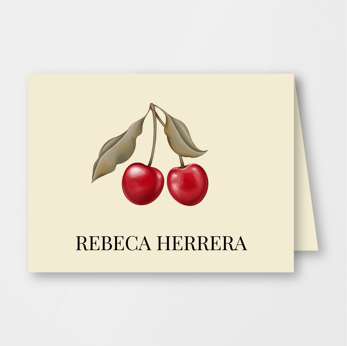 Name Personalized Cherry Stationery Box (Beige)