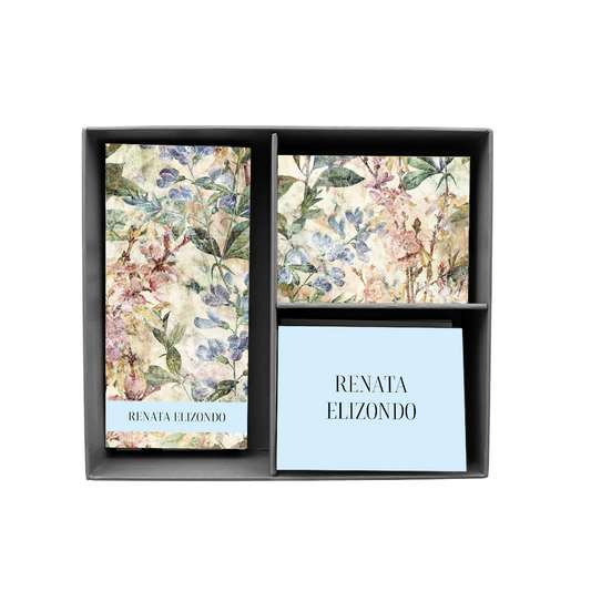 Name Personalized Grey Ancient Fresco Stationery Box