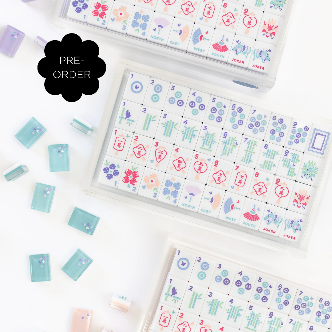 PRE-ORDER Classic Mahjong Tile Teal (With velvet bag)