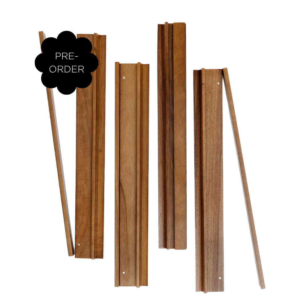 PRE-ORDER Walnut Wooden Mahjong Rack & Pusher Set of 4