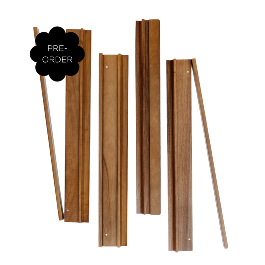 PRE-ORDER Walnut Wooden Mahjong Rack & Pusher Set of 4