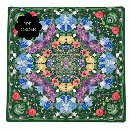 PRE-ORDER Deep Green Garden Party Mahjong Mat - Miss Mahjong