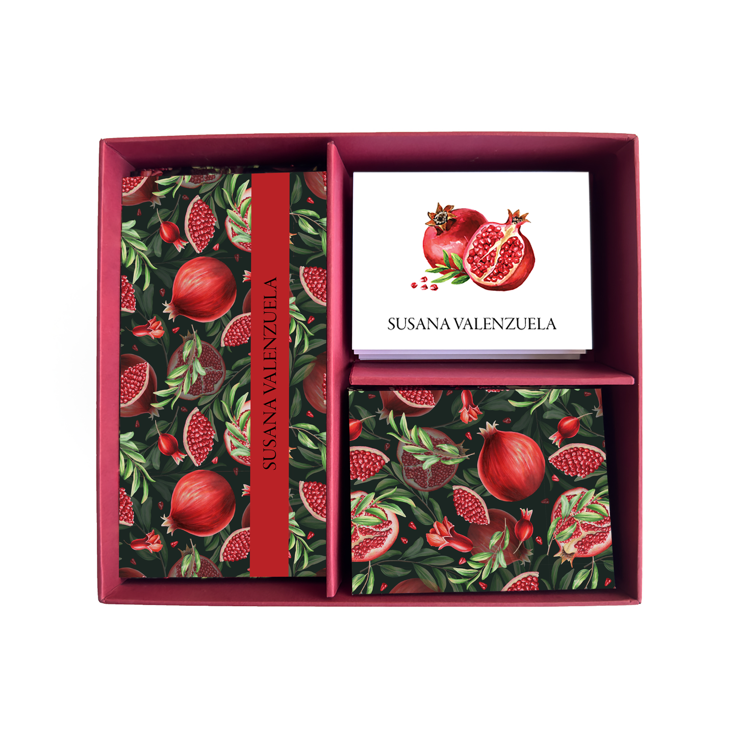 Personalized Pomegranate Red Stationery Box
