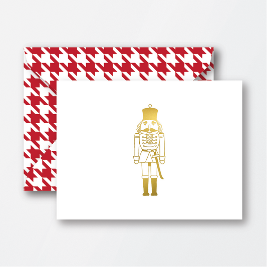 Red Print Envelope with Gold Nutcracker
