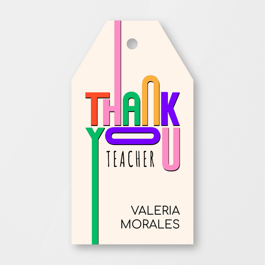 Retro Thank You Teacher Tag
