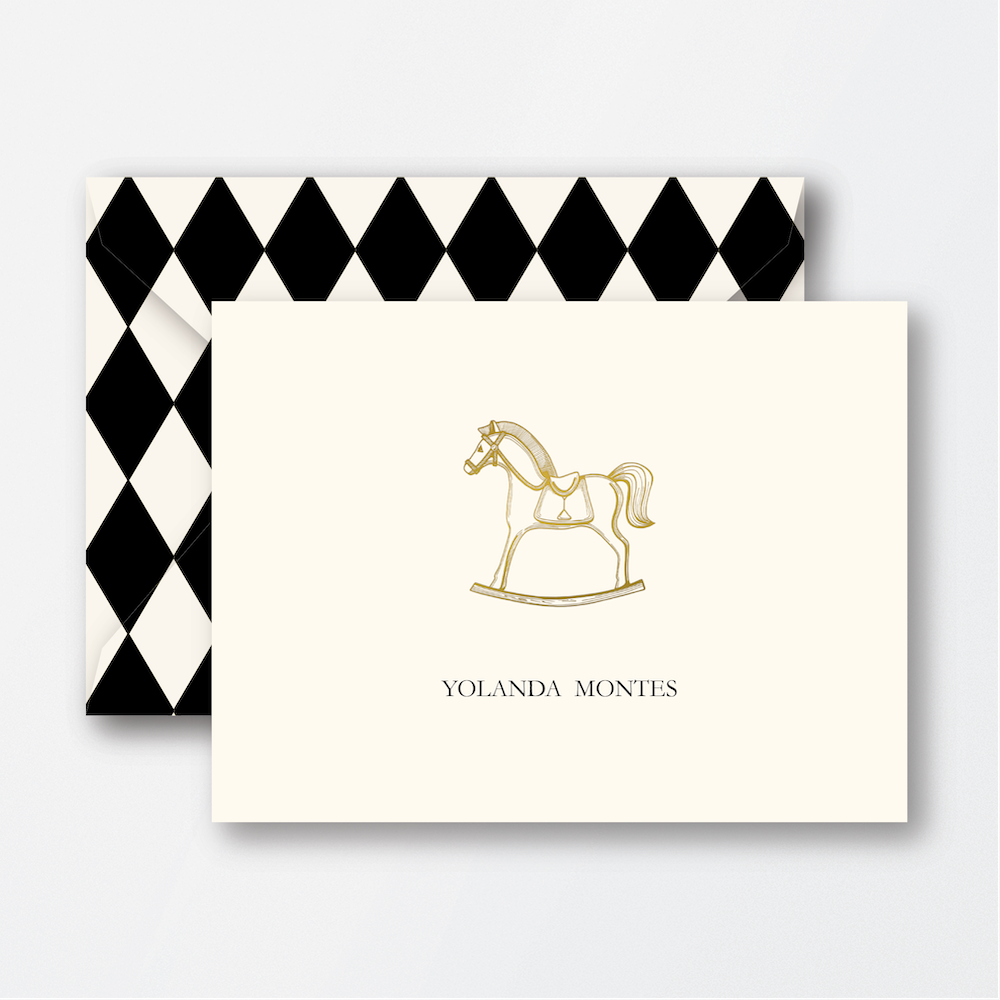 Rhombus Print & Gold Foil Rocking Horse