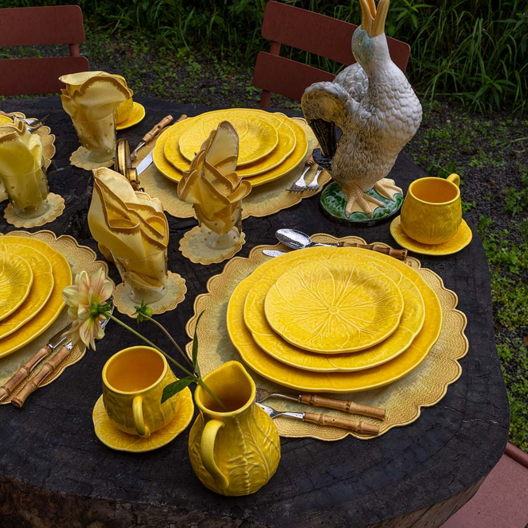 Individuales Vivi Amarillo con Bordado Set de 4 - 100% Lino