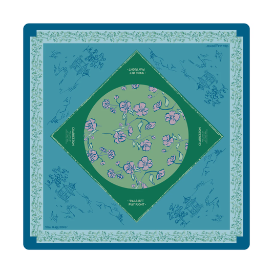 Cherry Blossom Mahjong Playing Mat in Malachite