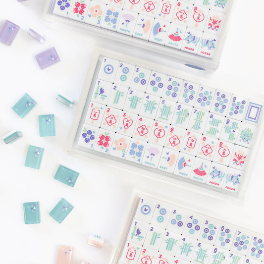 Classic Mahjong Tile Teal (With velvet bag)