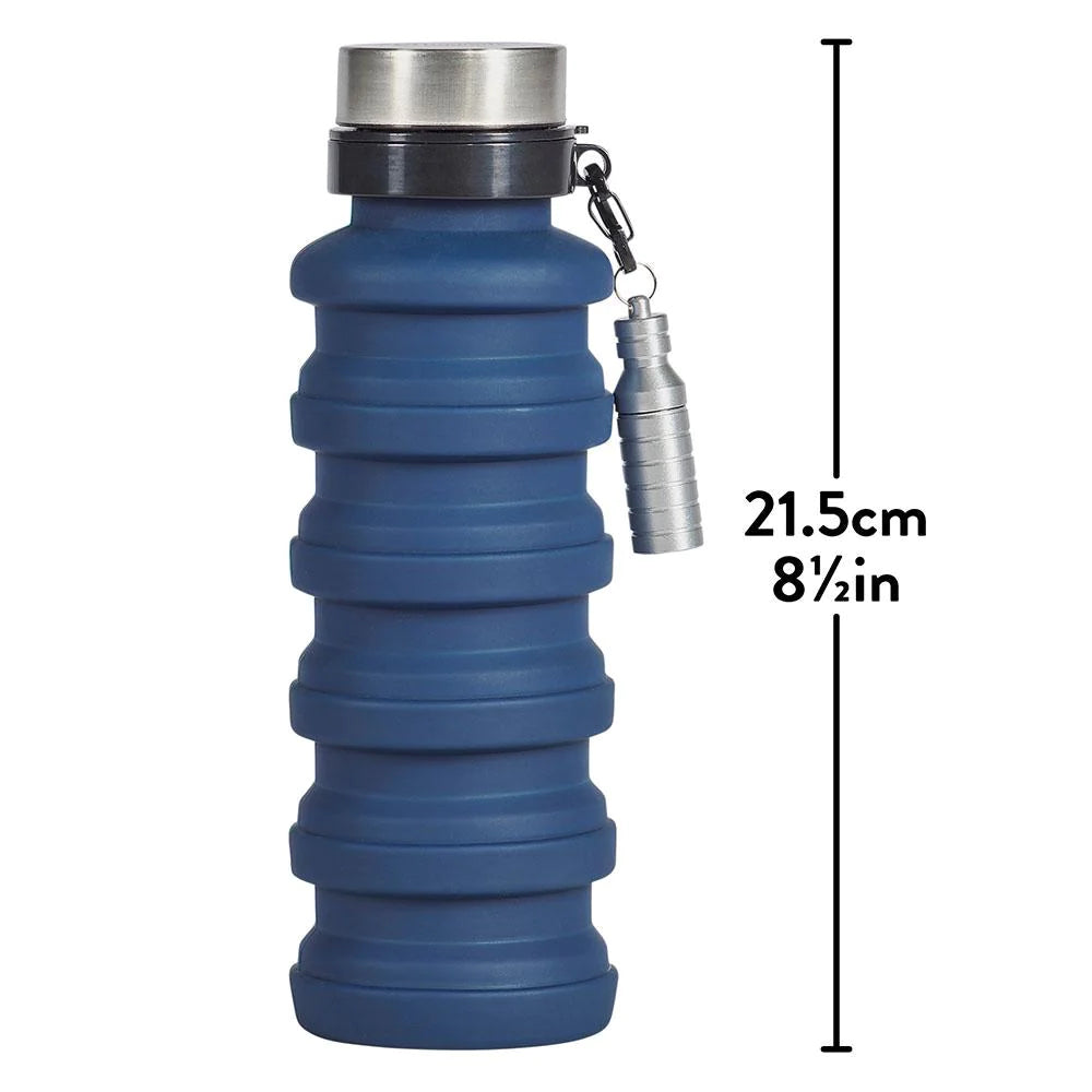 Collapsable water bottle and flashlight