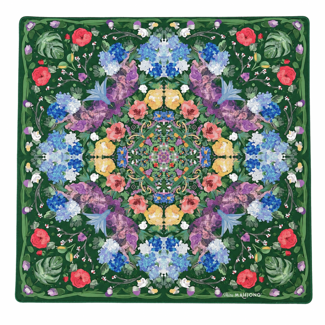 Deep Green Garden Party Mahjong Mat - Miss Mahjong