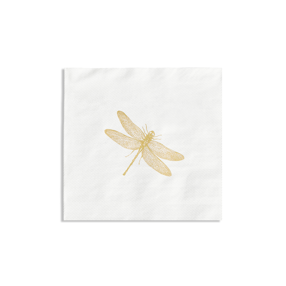 Gold Dragonfly Cocktail Napkin