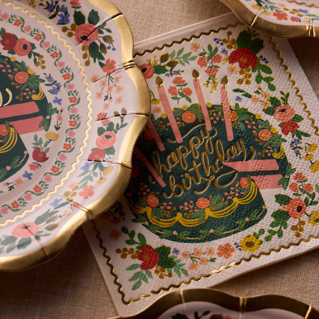 Floral Cake Cocktail Napkins