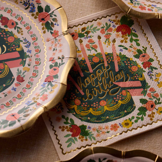 Floral Cake Cocktail Napkins