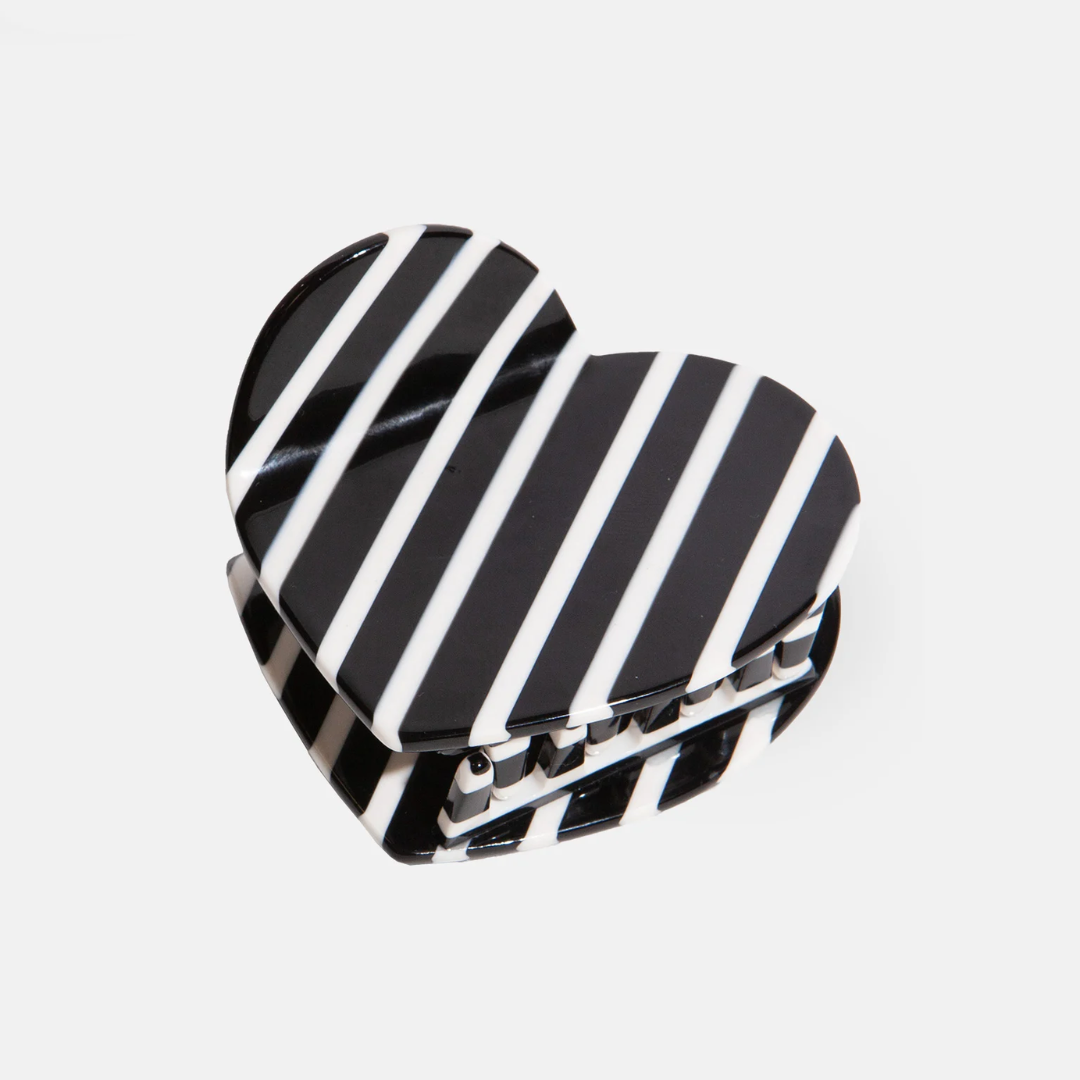 Hair Claw - Heart B & W