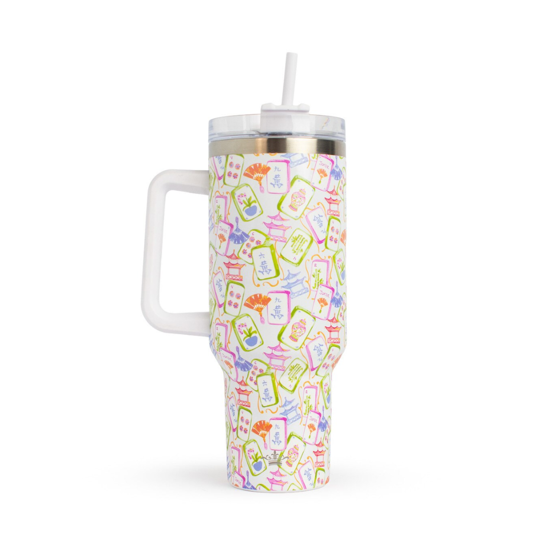 Mahjong Tumbler White/Multi 40oz