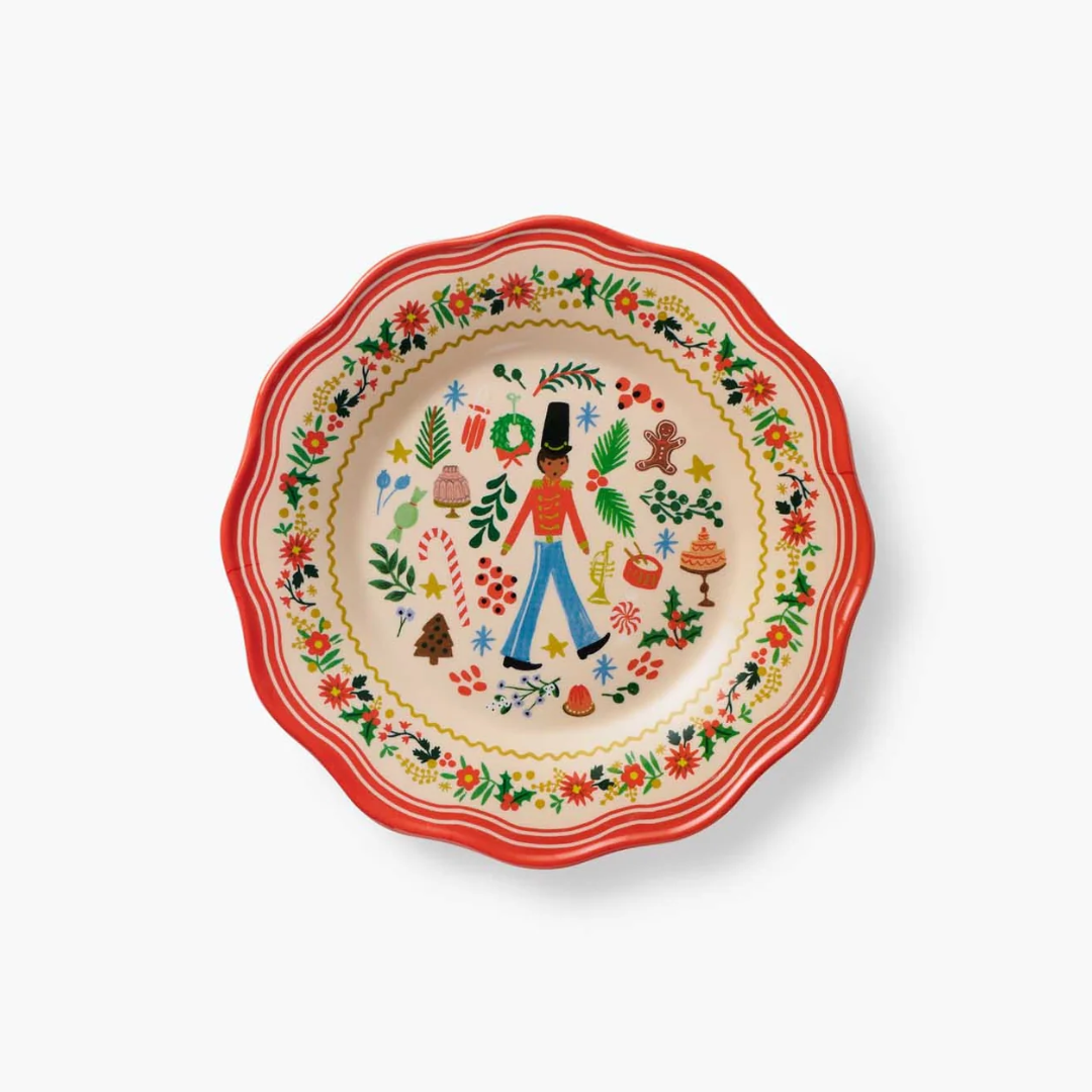 Holly Jolly Nutcracker Melamine Assorted Dessert Plates