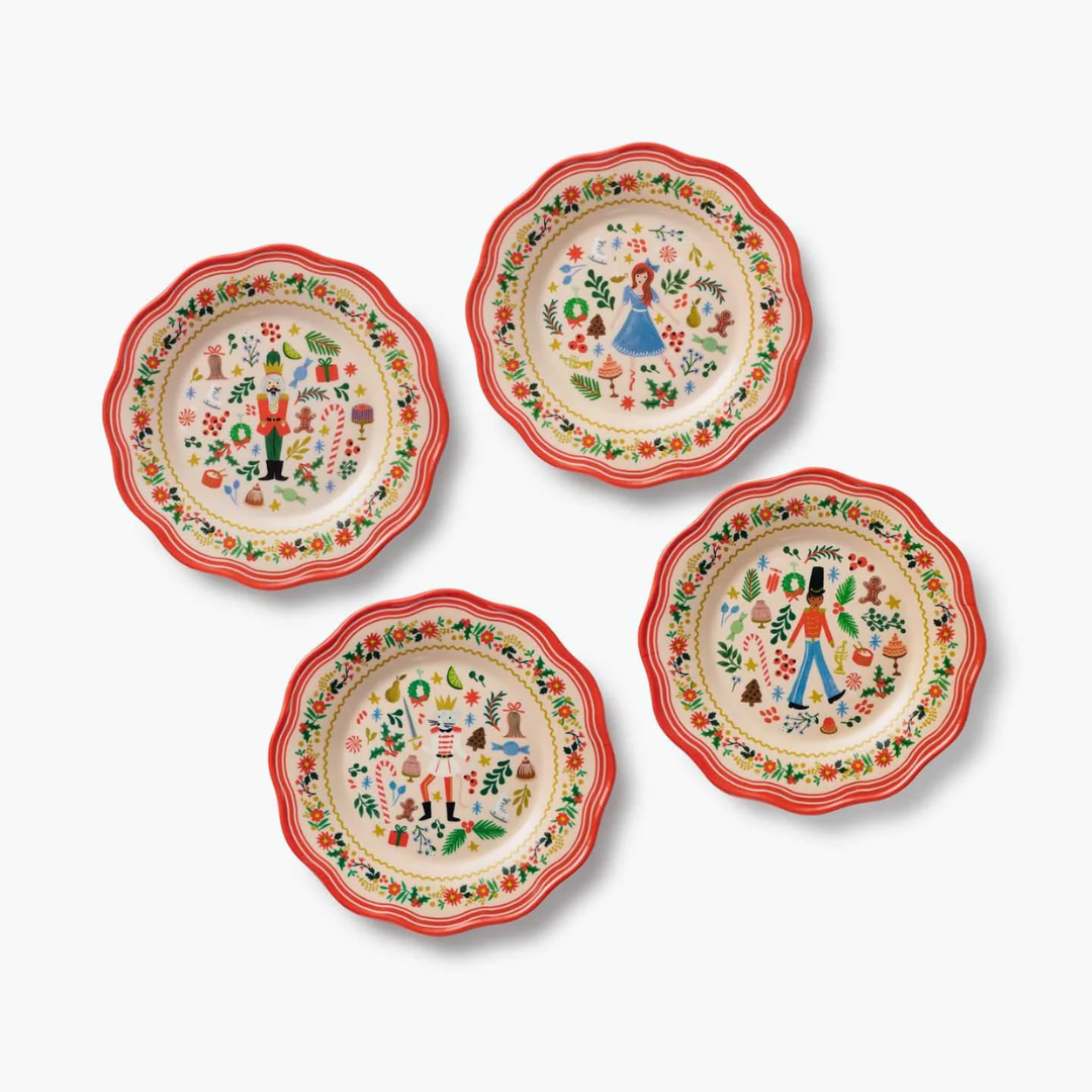 Holly Jolly Nutcracker Melamine Assorted Dessert Plates