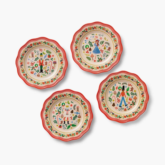 Holly Jolly Nutcracker Melamine Assorted Dessert Plates