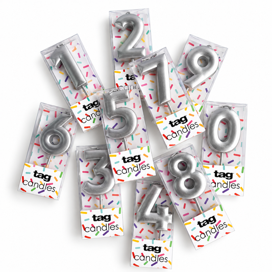 Metallic Digit Candle - Silver