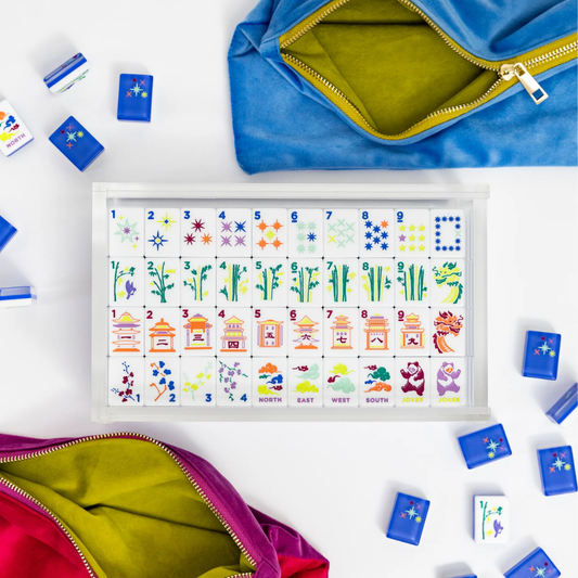 East Meets West - Periwinkle Mahjong tiles