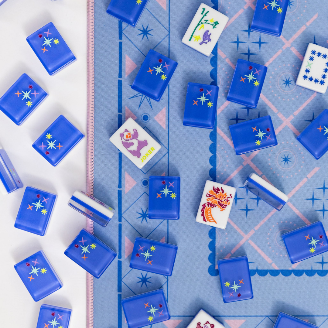 East Meets West - Periwinkle Mahjong tiles