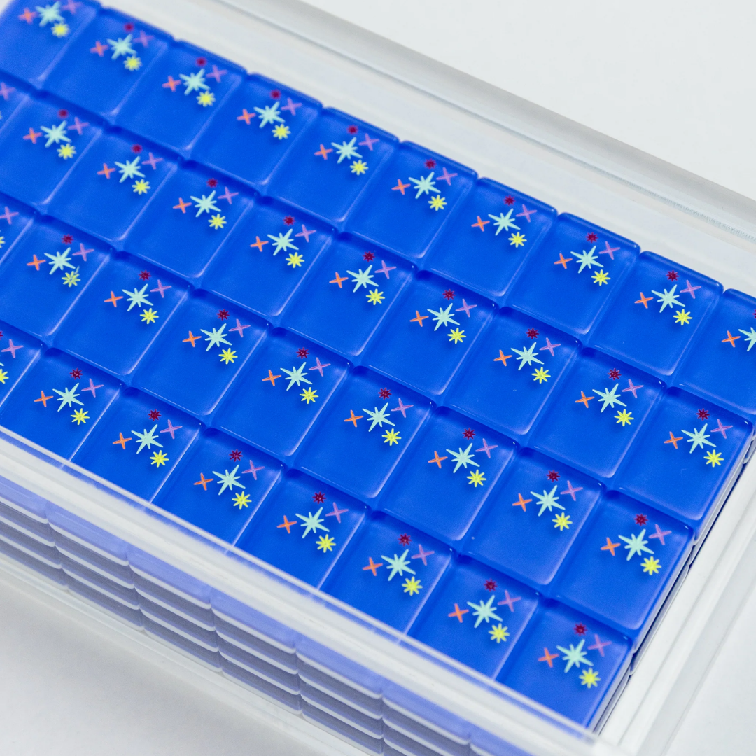East Meets West - Periwinkle Mahjong tiles