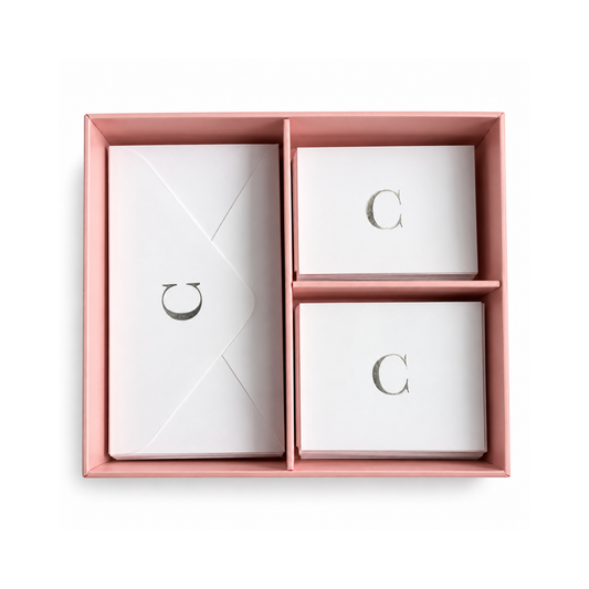 Pink Initial Stationery Box