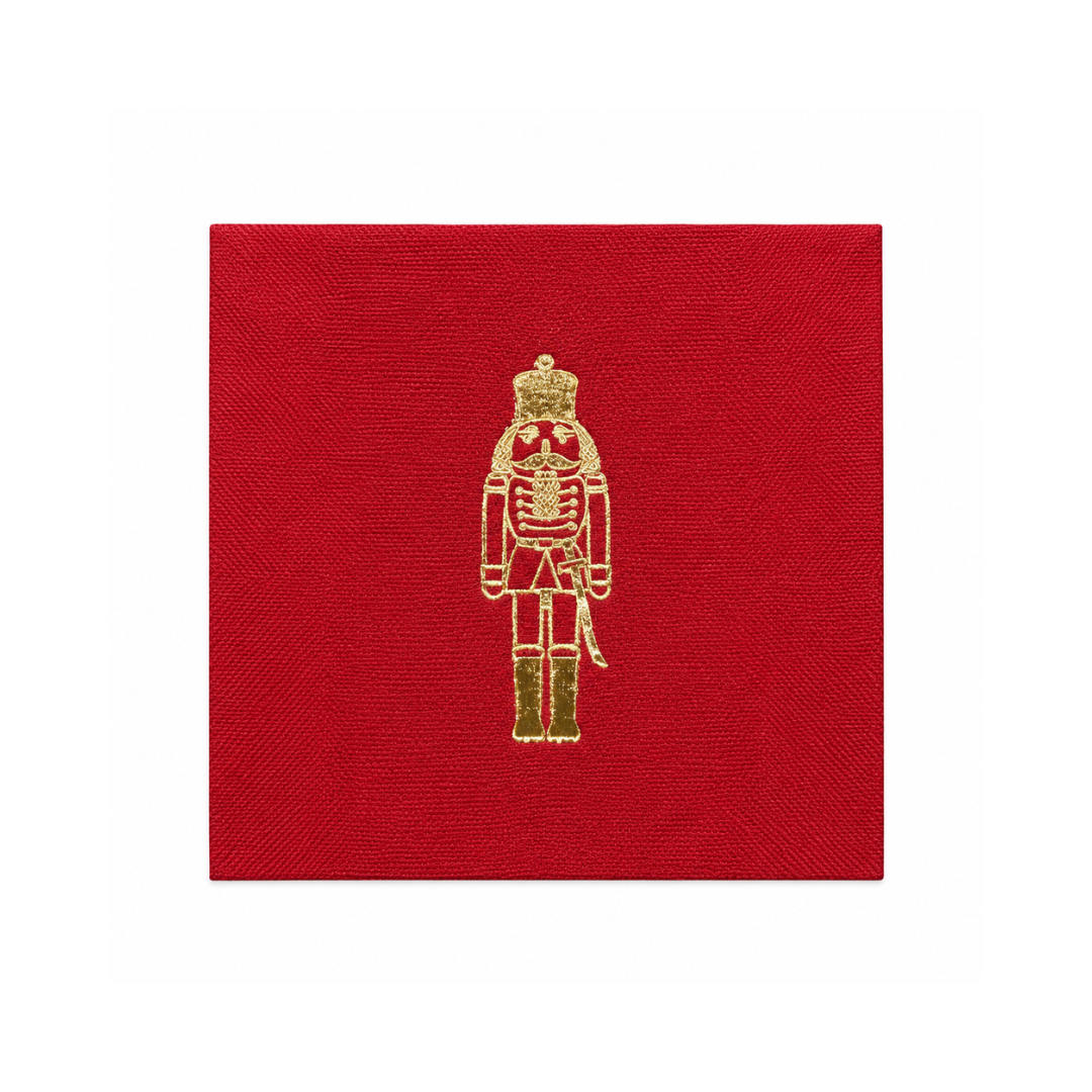 SERVILLETA CÓCTEL CASCANUECES DORADO ROJO