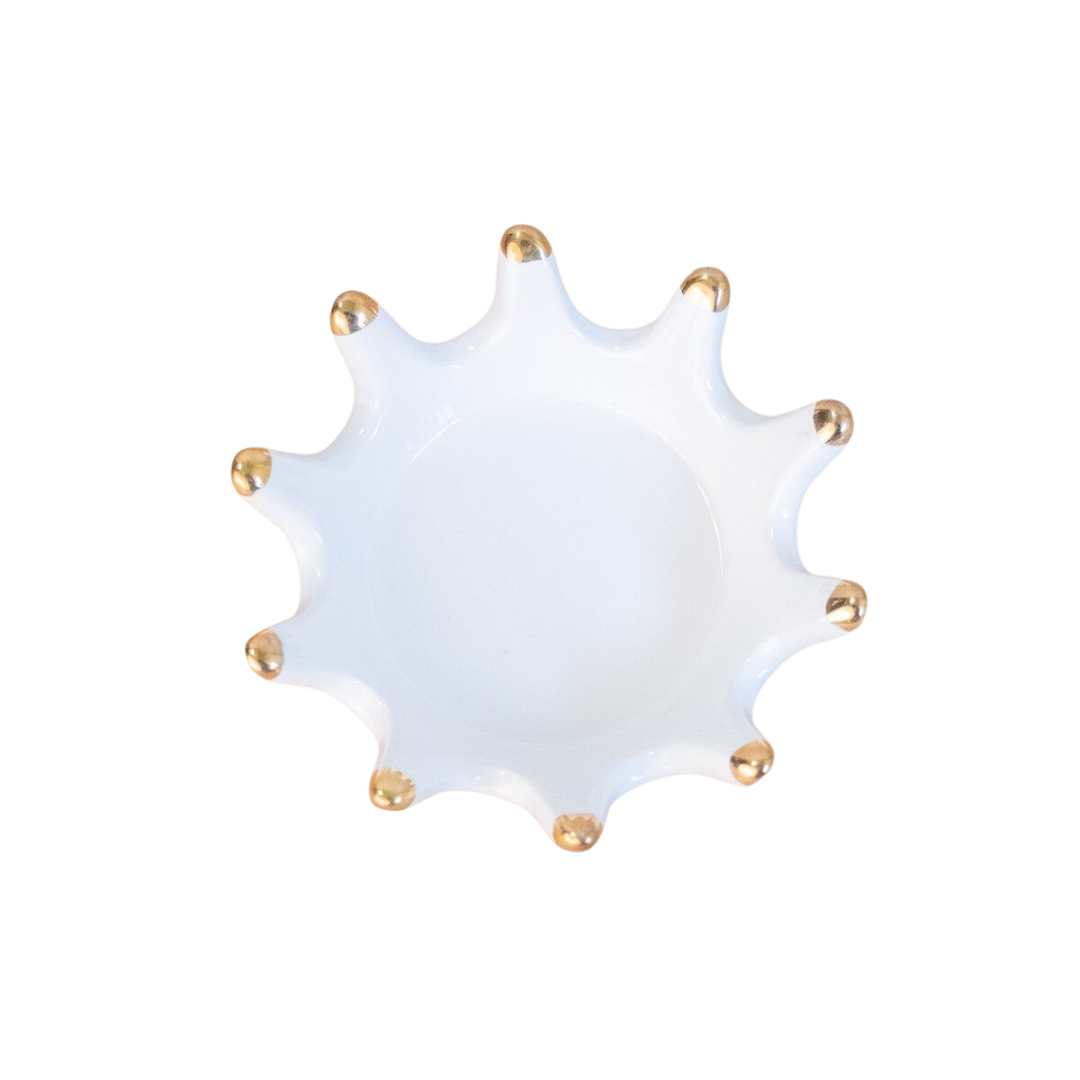 Royal Crown Trinket Dish White/Gold 4.25