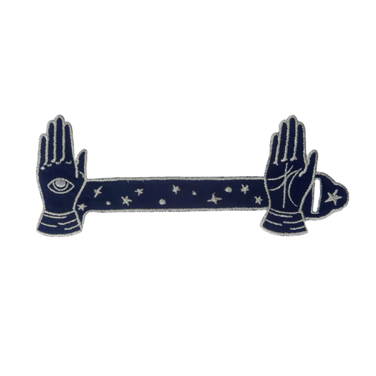 Servilletero Talisman con Bordado Plateado. Set de 4 - Lino