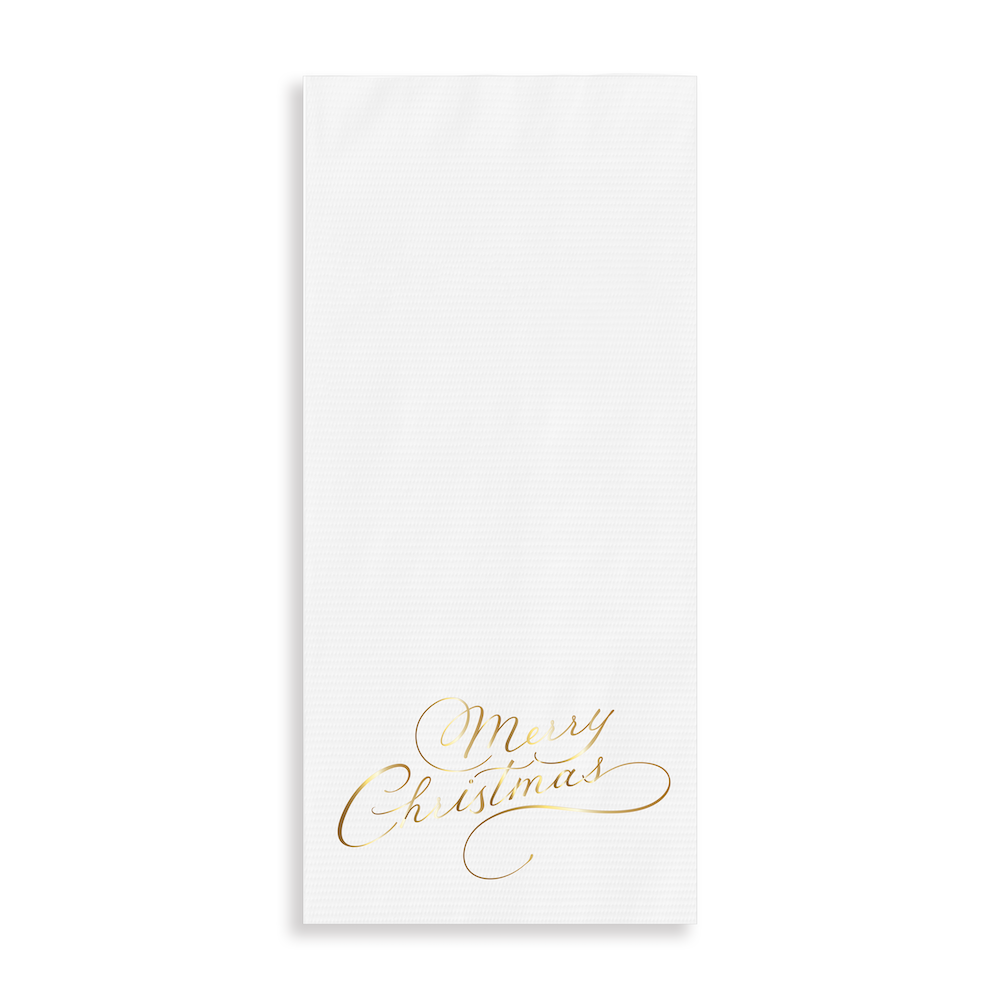 Vintage Merry Christmas / Gold Guest Towel