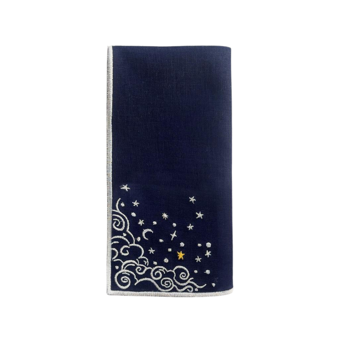 Servilleta Talisman en Lino con Bordado Plateado. Set de 4
