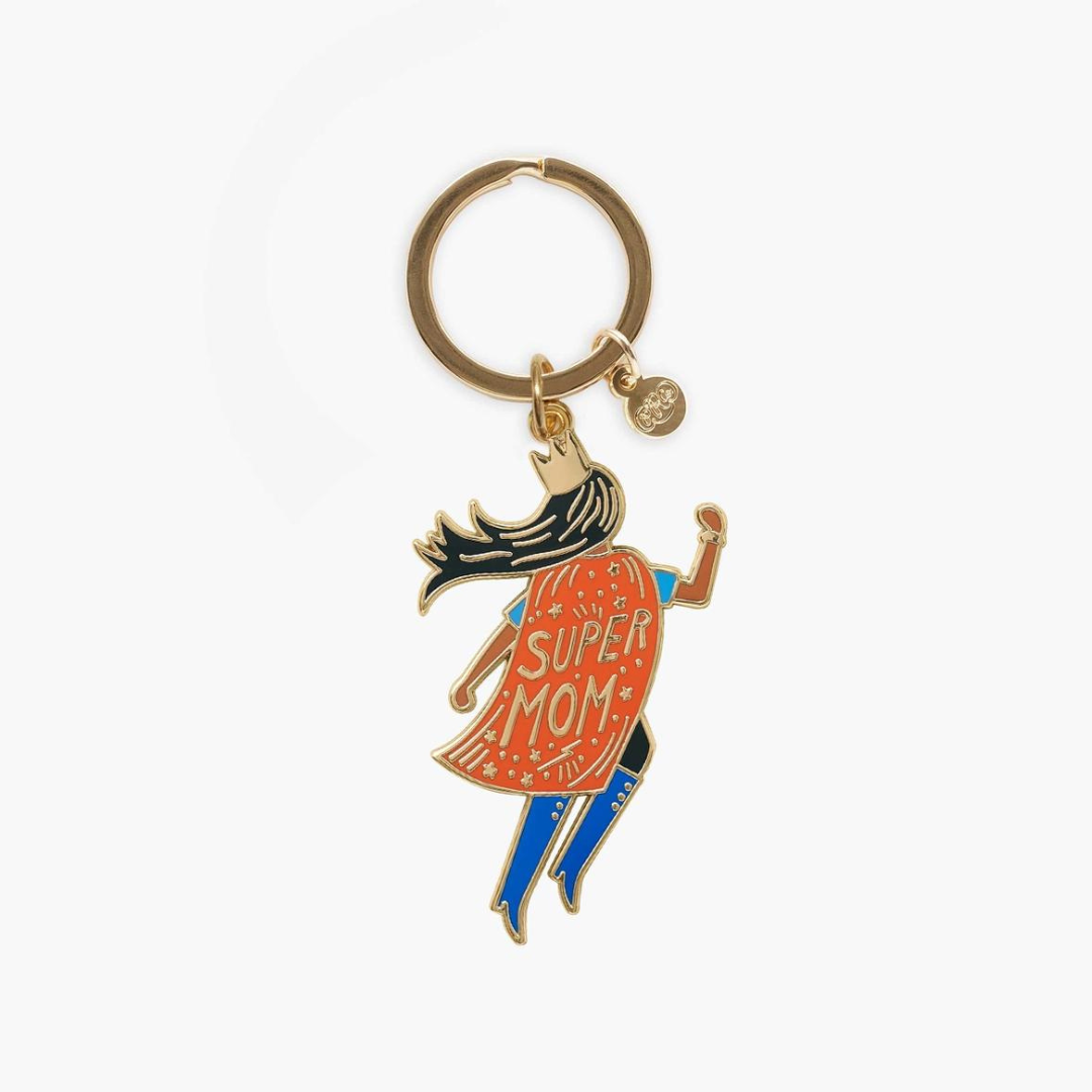 Soaring Super Mom Enamel Keychain