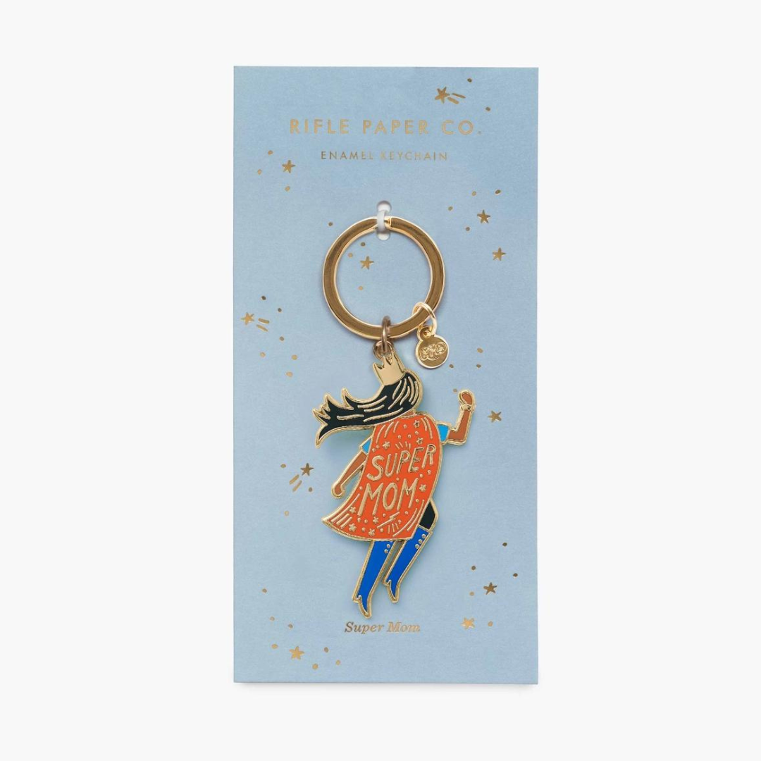 Soaring Super Mom Enamel Keychain