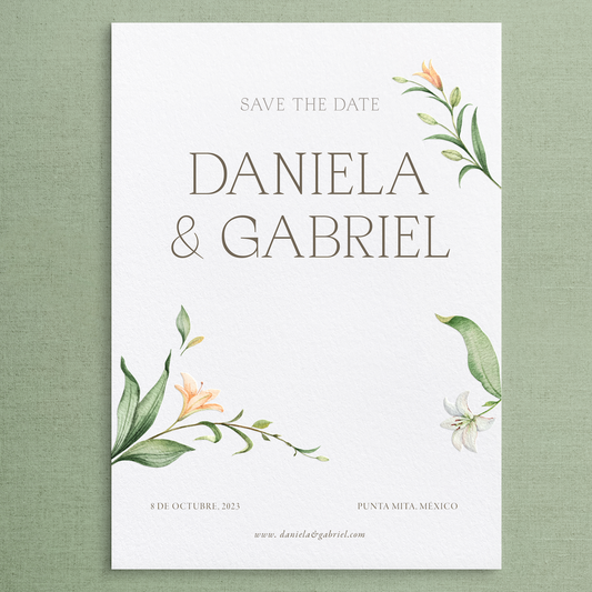 Watercolor Botanical Save the Date Invitation