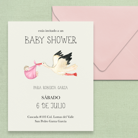 Watercolor Stork Baby Shower