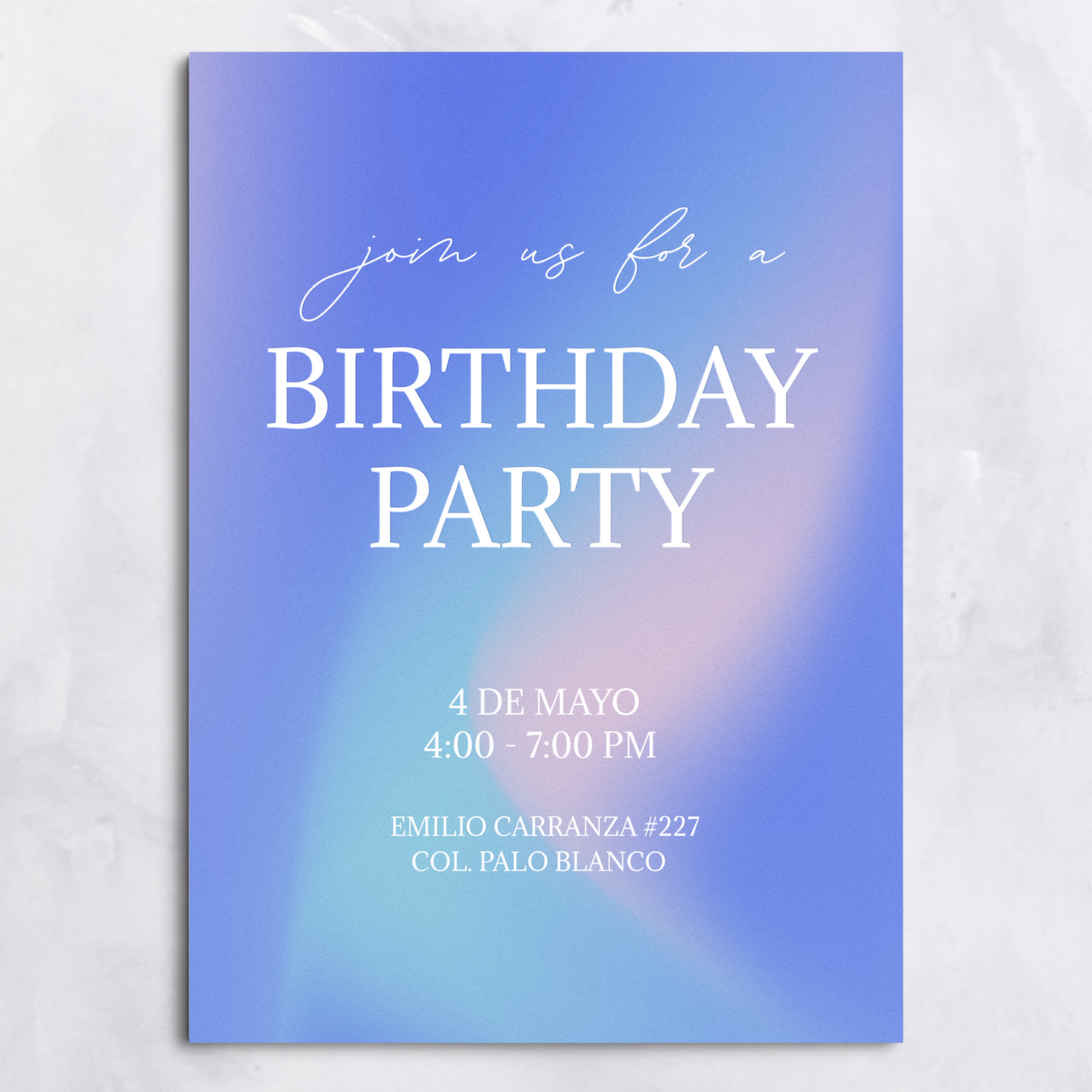 Aspen gradient birthday invitation