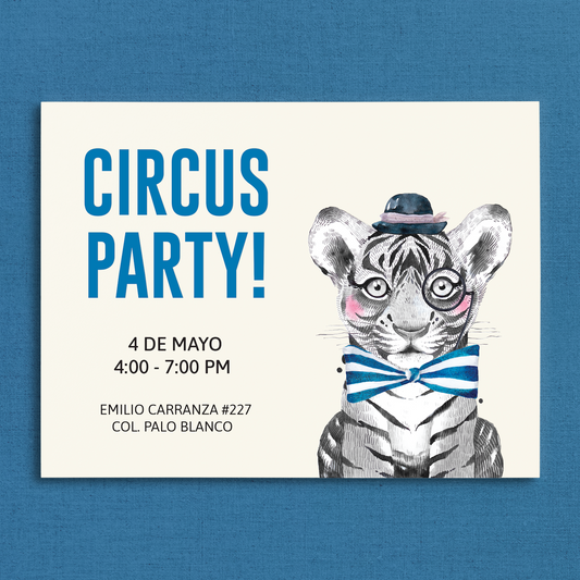 Circus Party Tiger Invitation
