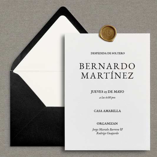 Invitación formal en blanco y negro