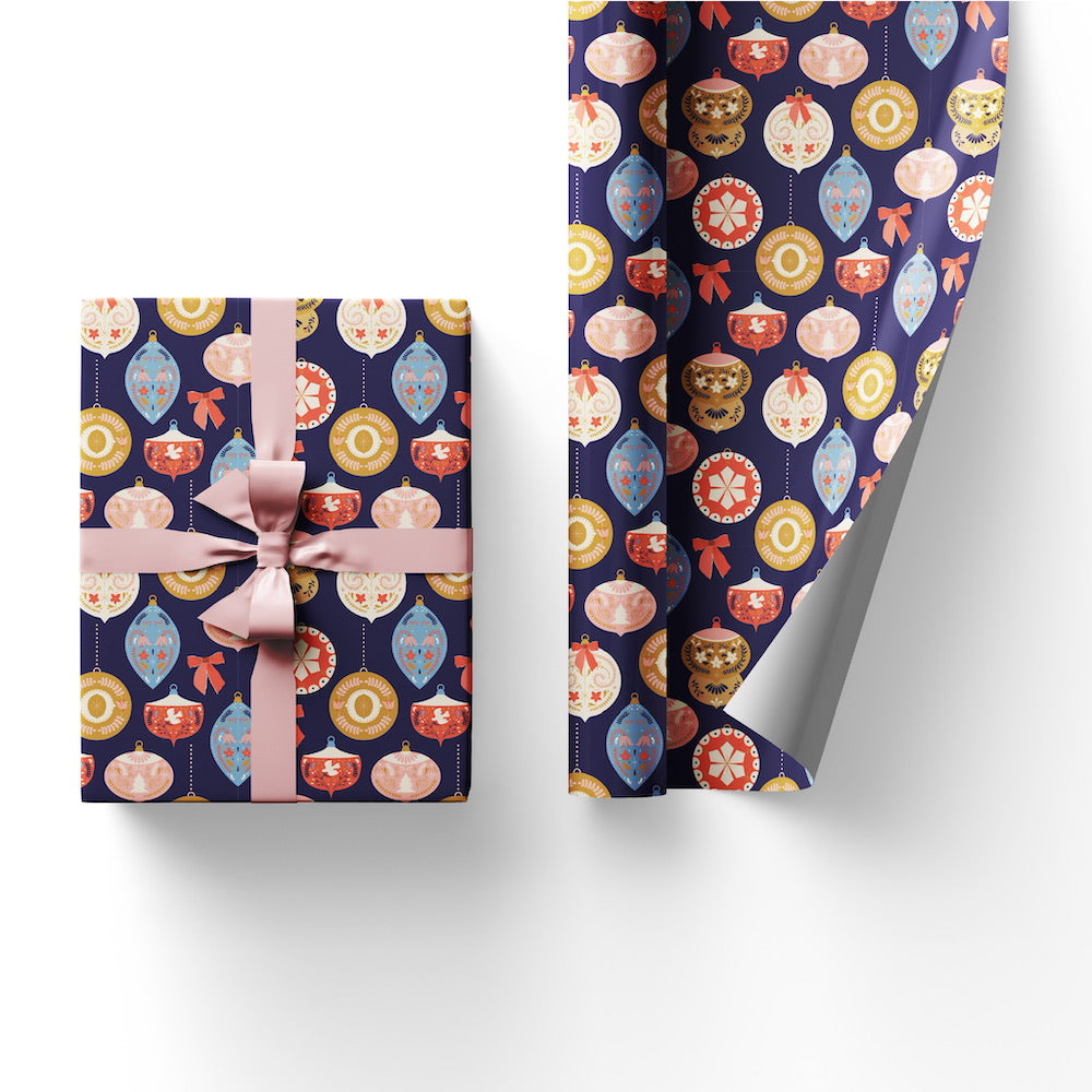 Folk Art Ornaments Wrapping Paper